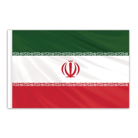 Iran Indoor Nylon Flag 2'x3' With Gold Fringe